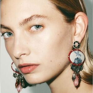 ZARA RESIN STONE CHARM EARRINGS